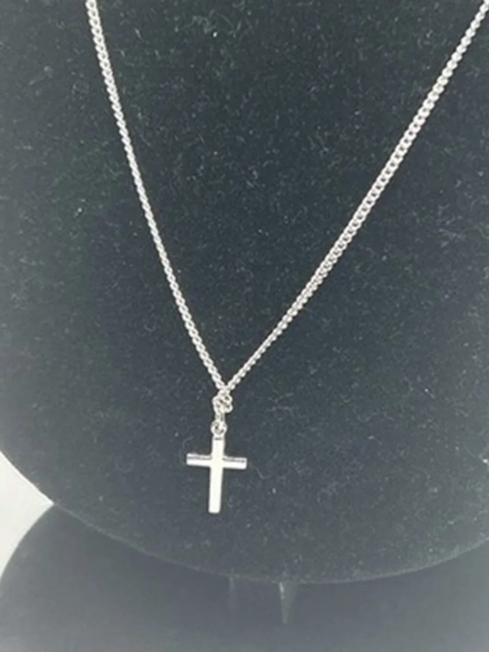Mini Cross Pendant Vintage Real Silver Necklace Plated Stainless Steel Unisex
